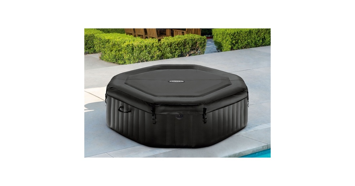 Intex Pure Spa Octagon Bubble Jet Ø 201 x 71cm, Schwimmbad(schwarz/weiß, mit Salzwassersystem, Outlet)