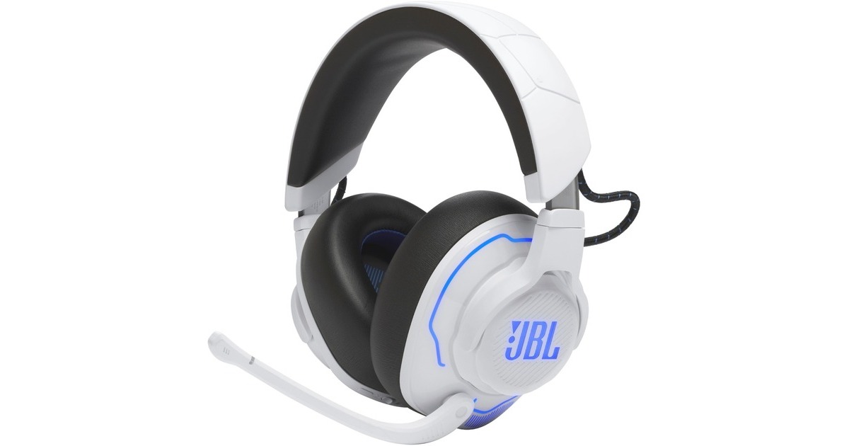 JBL Quantum 910P, Gaming-Headset(weiß/blau, Bluetooth, USB-C, Outlet)