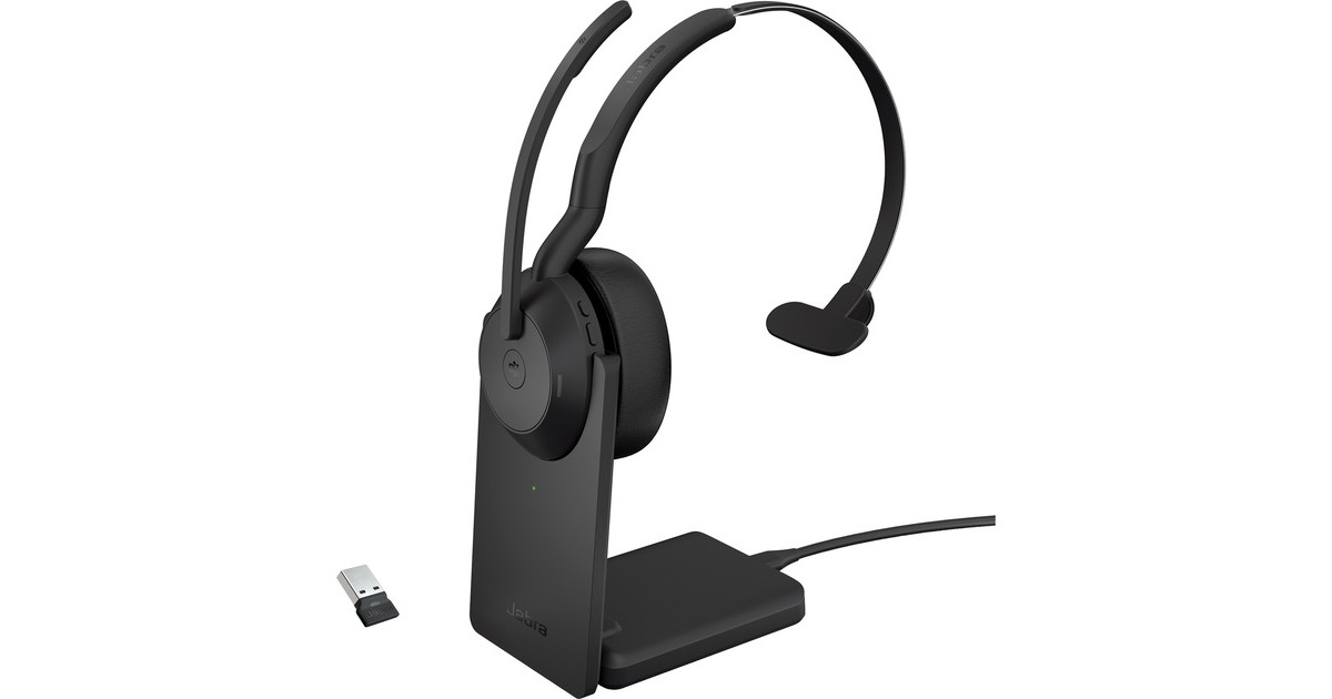 Jabra Evolve2 55, mit Ladestation, Headset(schwarz, Mono, Microsoft Teams, USB-A, Link380a)