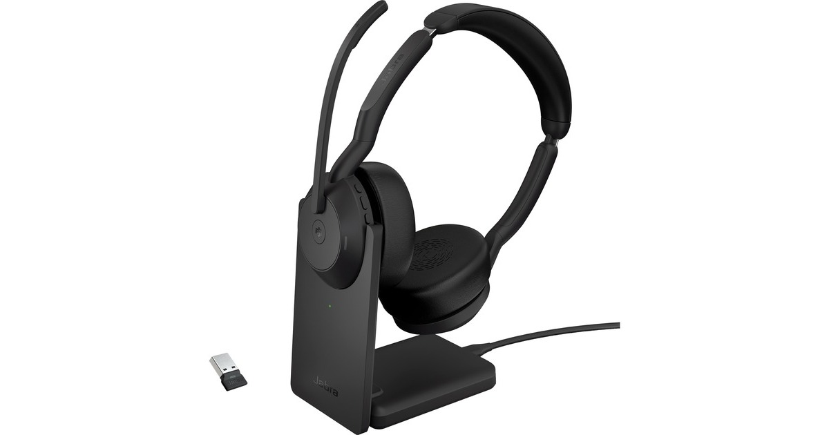 Jabra Evolve2 55, mit Ladestation, Headset(schwarz, Stereo, Microsoft Teams, USB-A, Link380a) Jabra Evolve2 55, mit Ladestation, Headset(schwarz, Stereo, Microsoft Teams, USB-A, Link380a)