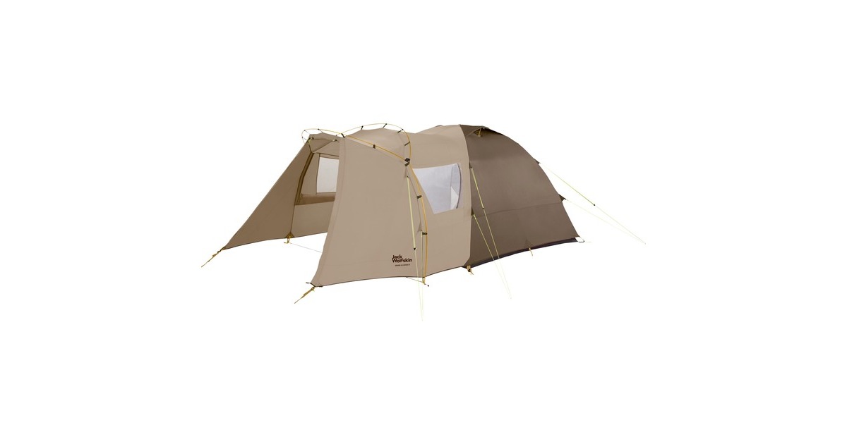 Jack Wolfskin Kuppelzelt GRAND ILLUSION IV(braun/beige, mit Tunnel-Anbau, Modell 2023)