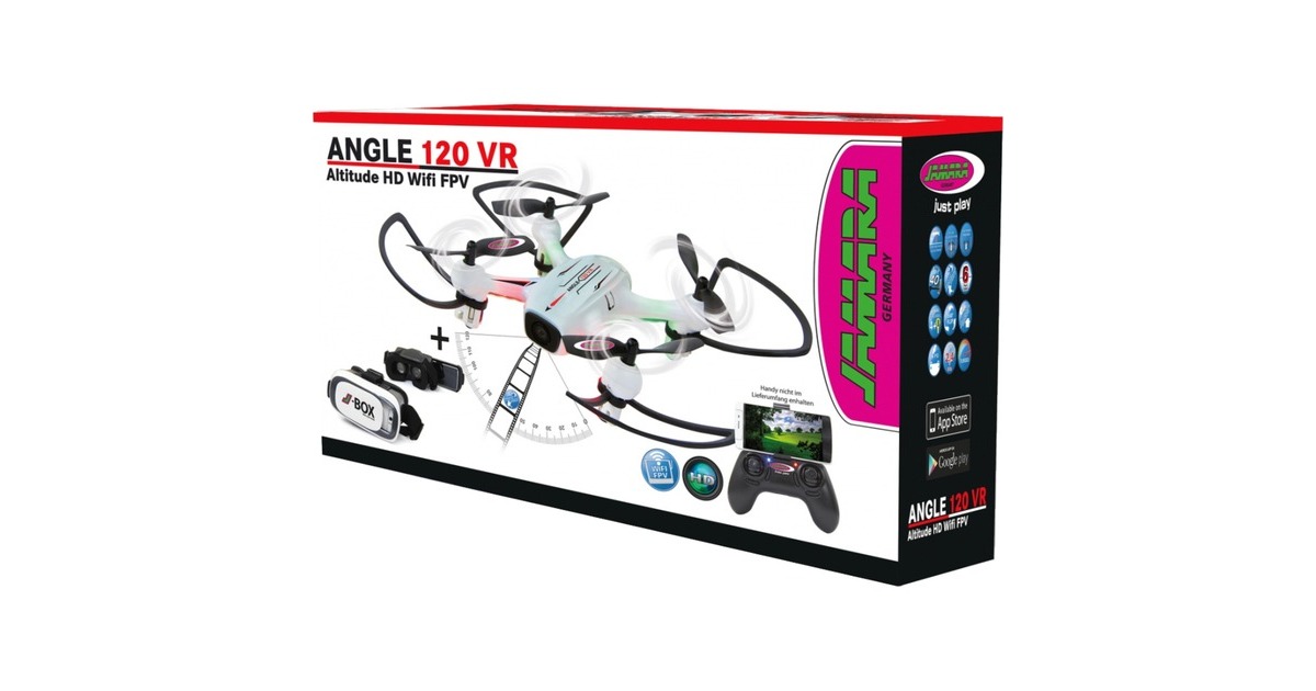 Jamara Angle 120 VR Drone WideAngle Altitude HD FPV WiFi, Drohne(weiß/schwarz)