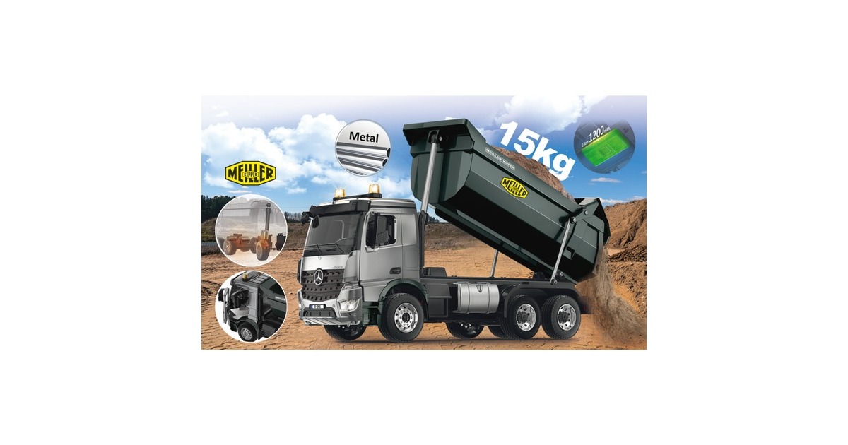 Jamara Muldenkipper Mercedes-Benz Arocs Metal Meiller(silber/schwarz, 1:20)