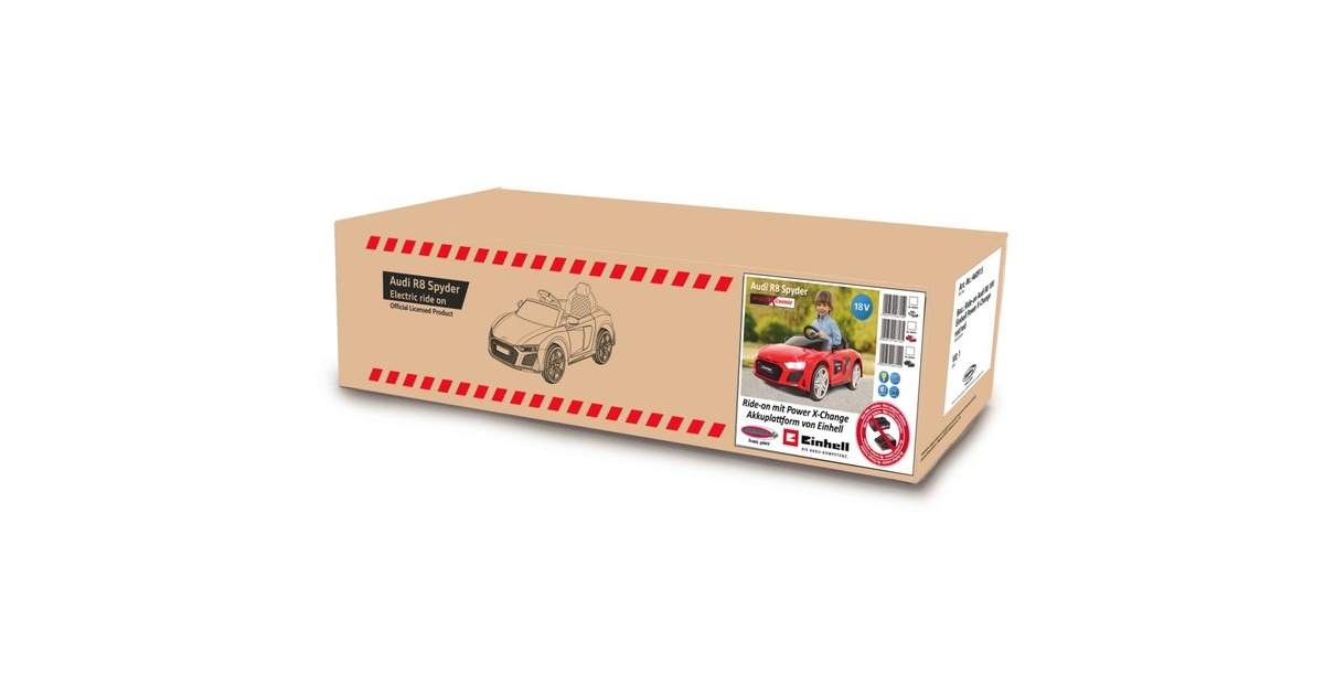 Jamara Ride-on Audi R8 Spyder, Kinderfahrzeug(rot, 18V, Einhell Power XChange)