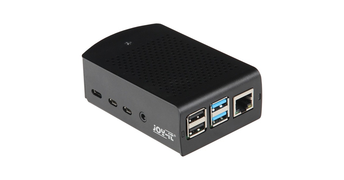 Joy-IT Aluminiumgehäuse für Raspberry Pi 4 B(schwarz, für Raspberry Pi 4 B)