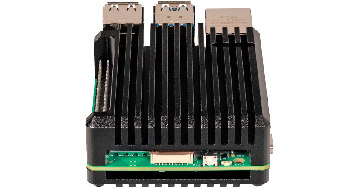 Joy-IT Aluminiumgehäuse für Raspberry Pi 5(schwarz, Armor Case Block)