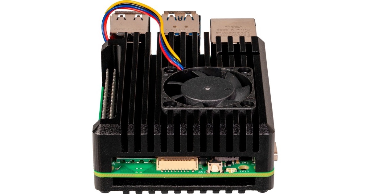 Joy-IT Aluminiumgehäuse für Raspberry Pi 5(schwarz, Armor Case Block Active)