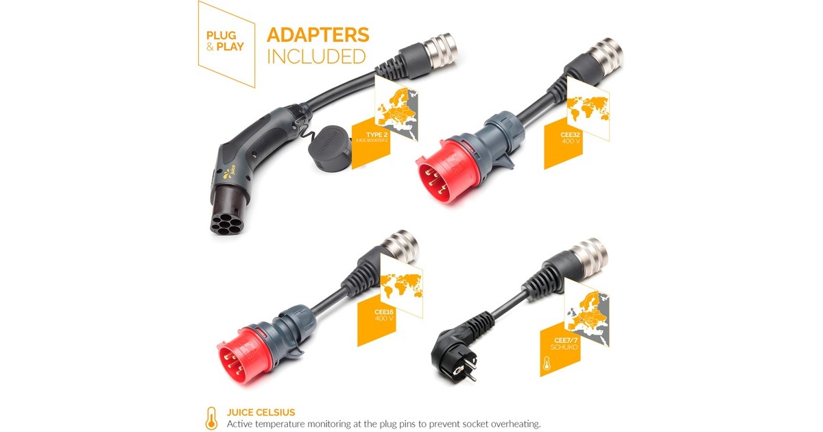 Juice Technology JUICE BOOSTER 2 Traveller Plus EV Set (EU), Wallbox(anthrazit/schwarz, 1,4 - 22 kW, 3,1 Meter Kabel)