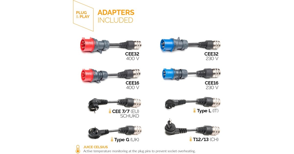 Juice Technology JUICE BOOSTER 3 air EUROPE Traveller Set, Wallbox(anthrazit/schwarz, 1,4 - 11 kW, 3,1 Meter Kabel)