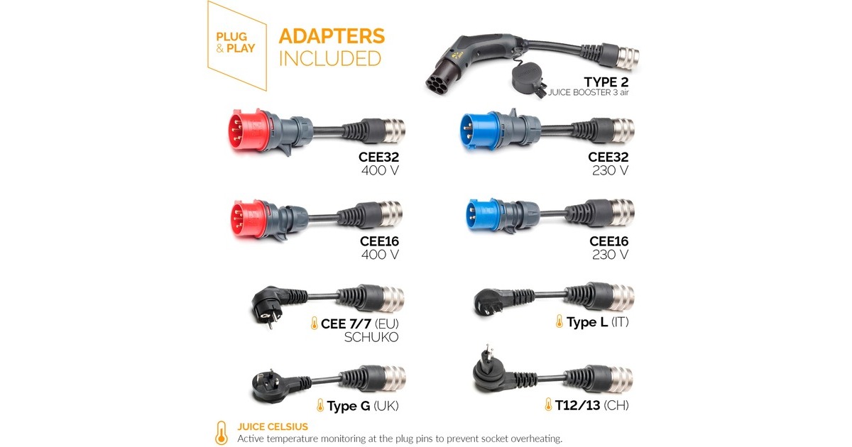 Juice Technology JUICE BOOSTER 3 air MASTER Traveller Set, Wallbox(anthrazit/schwarz, 1,4 - 11 kW, 8,1 Meter Kabel, Outlet) Juice Technology JUICE BOOSTER 3 air MASTER Traveller Set, Wallbox(anthrazit/schwarz, 1,4 - 11 kW, 8,1 Meter Kabel, Outlet)
