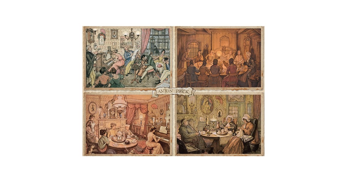 Jumbo Puzzle Anton Pieck, Unterhaltung im Wohnzimmer