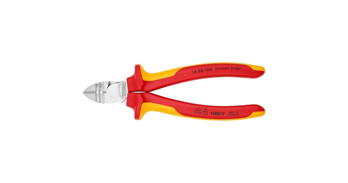 KNIPEX Abisolier-Seitenschneider 14 26 160, Schneid-Zange(rot/gelb, Länge 160mm, VDE-geprüft)