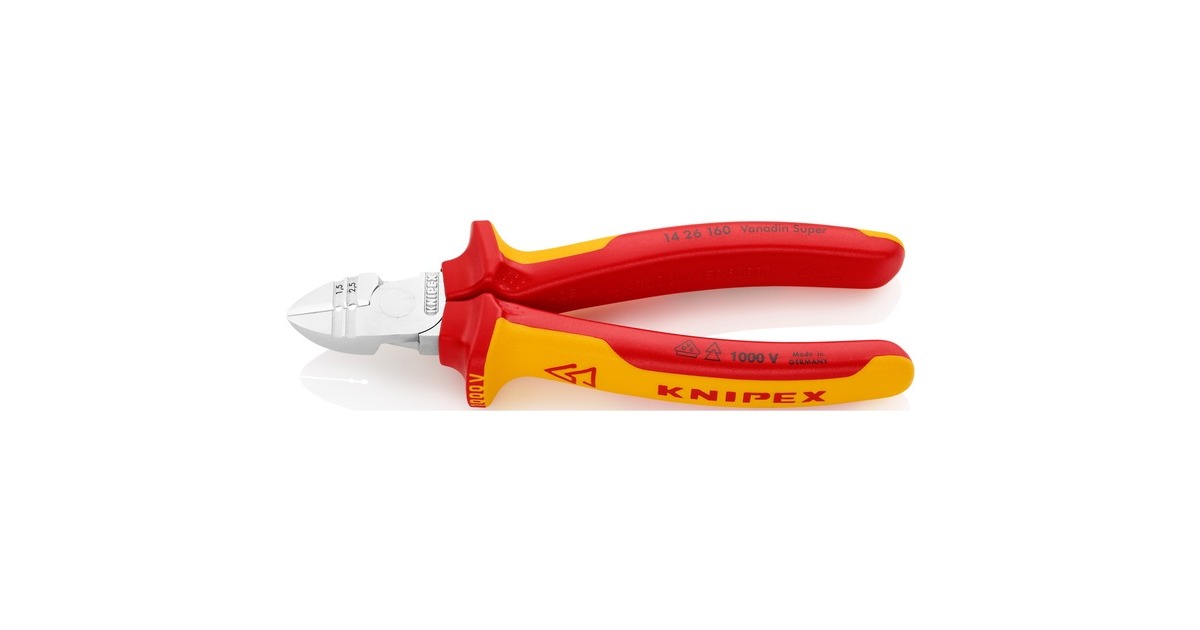 KNIPEX Abisolier-Seitenschneider 14 26 160, Schneid-Zange(rot/gelb, Länge 160mm, VDE-geprüft)