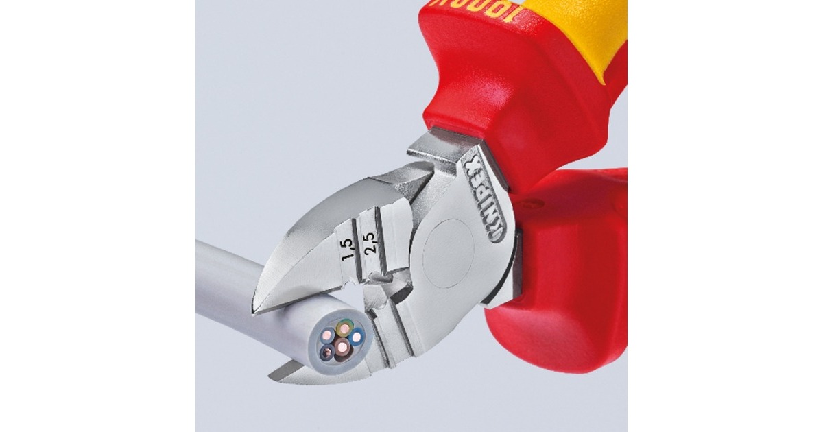 KNIPEX Abisolier-Seitenschneider 14 26 160, Schneid-Zange(rot/gelb, Länge 160mm, VDE-geprüft)