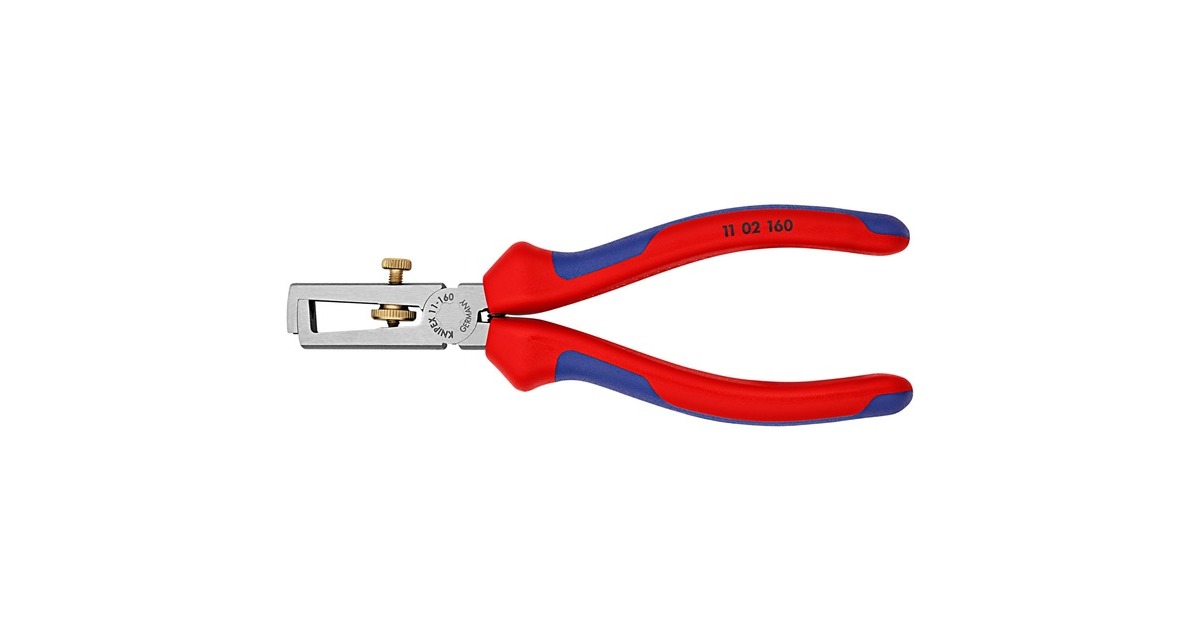 KNIPEX Abisolier-Zange 11 02 160(mit Öffnungsfeder und Rändelschraube)