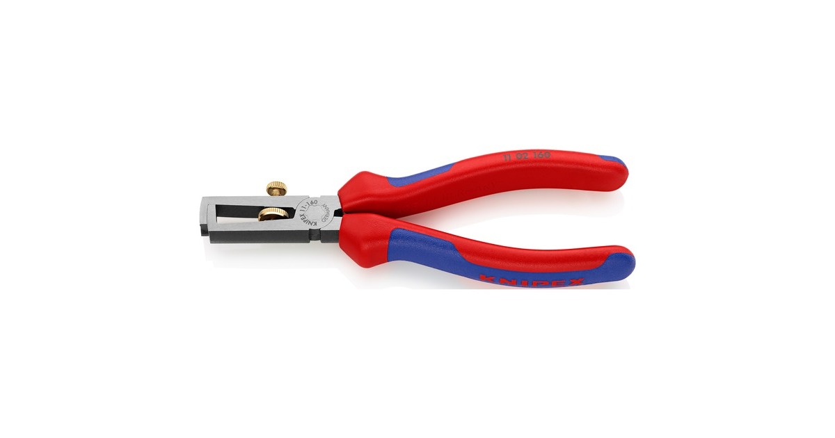 KNIPEX Abisolier-Zange 11 02 160(mit Öffnungsfeder und Rändelschraube)