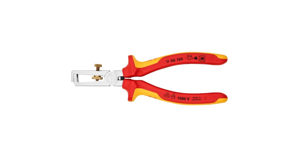KNIPEX Abisolier-Zange 11 06 160 VDE(mit Öffnungsfeder und Rändelschraube)
