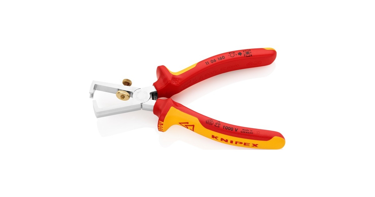 KNIPEX Abisolier-Zange 11 06 160 VDE(mit Öffnungsfeder und Rändelschraube)