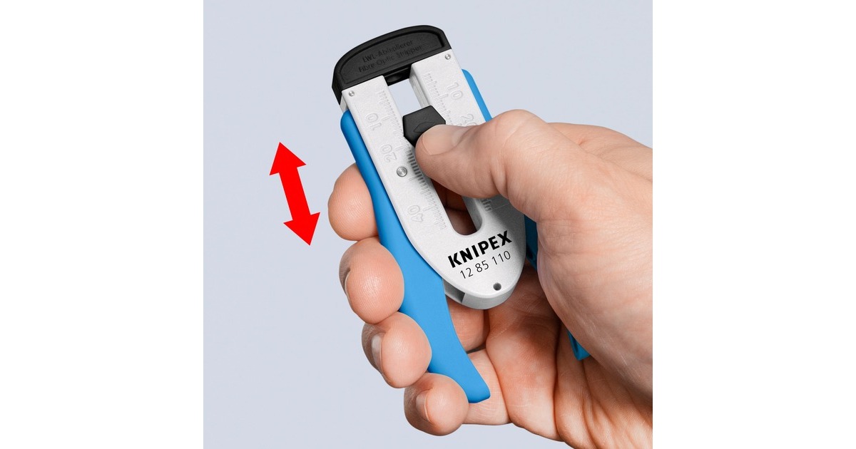 KNIPEX Abisolierwerkzeug 12 85 110 SB für Glasfaser, Abisolier-/ Abmantelungswerkzeug(blau/weiß)