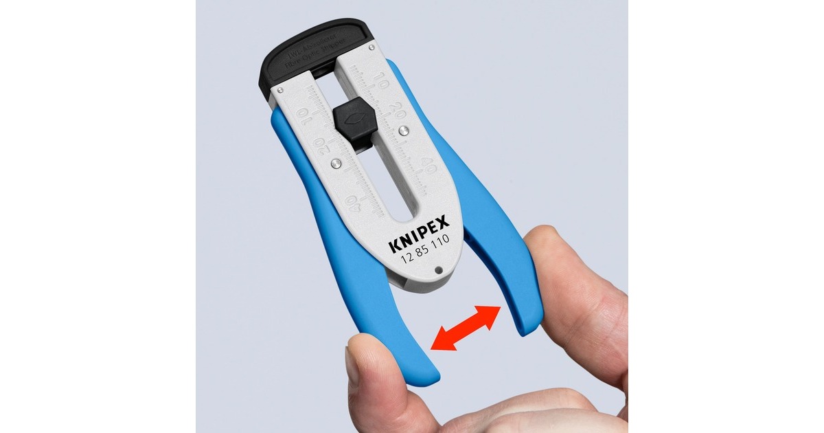 KNIPEX Abisolierwerkzeug 12 85 110 SB für Glasfaser, Abisolier-/ Abmantelungswerkzeug(blau/weiß)