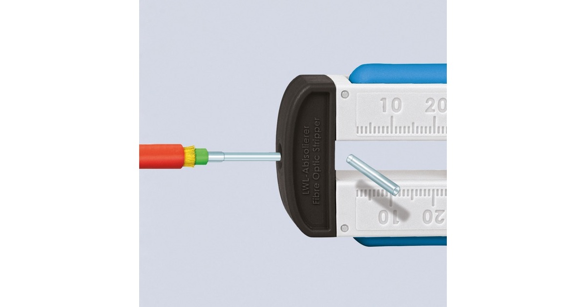 KNIPEX Abisolierwerkzeug 12 85 110 SB für Glasfaser, Abisolier-/ Abmantelungswerkzeug(blau/weiß)