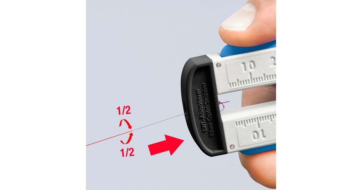 KNIPEX Abisolierwerkzeug 12 85 110 SB für Glasfaser, Abisolier-/ Abmantelungswerkzeug(blau/weiß)