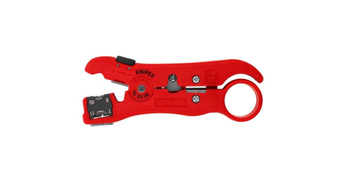 KNIPEX Abisolierwerkzeug für Koax-Kabel 16 60 06 SB , Abisolier-/ Abmantelungswerkzeug(für Typ RG59, RG6, RG7 und RG11) KNIPEX Abisolierwerkzeug für Koax-Kabel 16 60 06 SB , Abisolier-/ Abmantelungswerkzeug(für Typ RG59, RG6, RG7 und RG11)