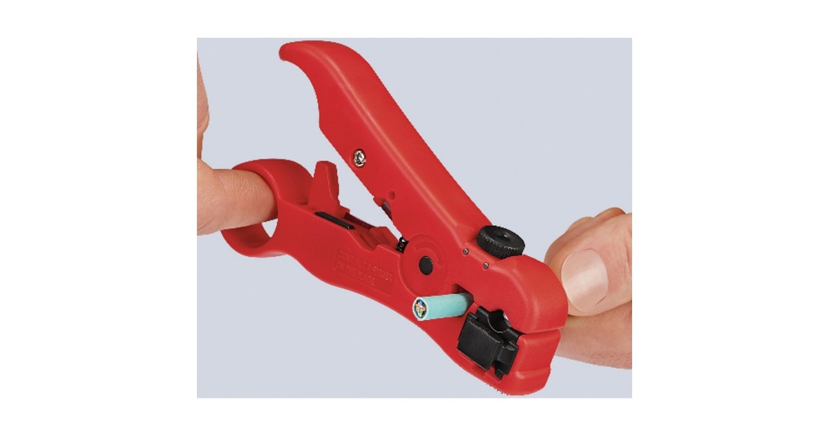 KNIPEX Abisolierwerkzeug für Koax-Kabel 16 60 06 SB , Abisolier-/ Abmantelungswerkzeug(für Typ RG59, RG6, RG7 und RG11)
