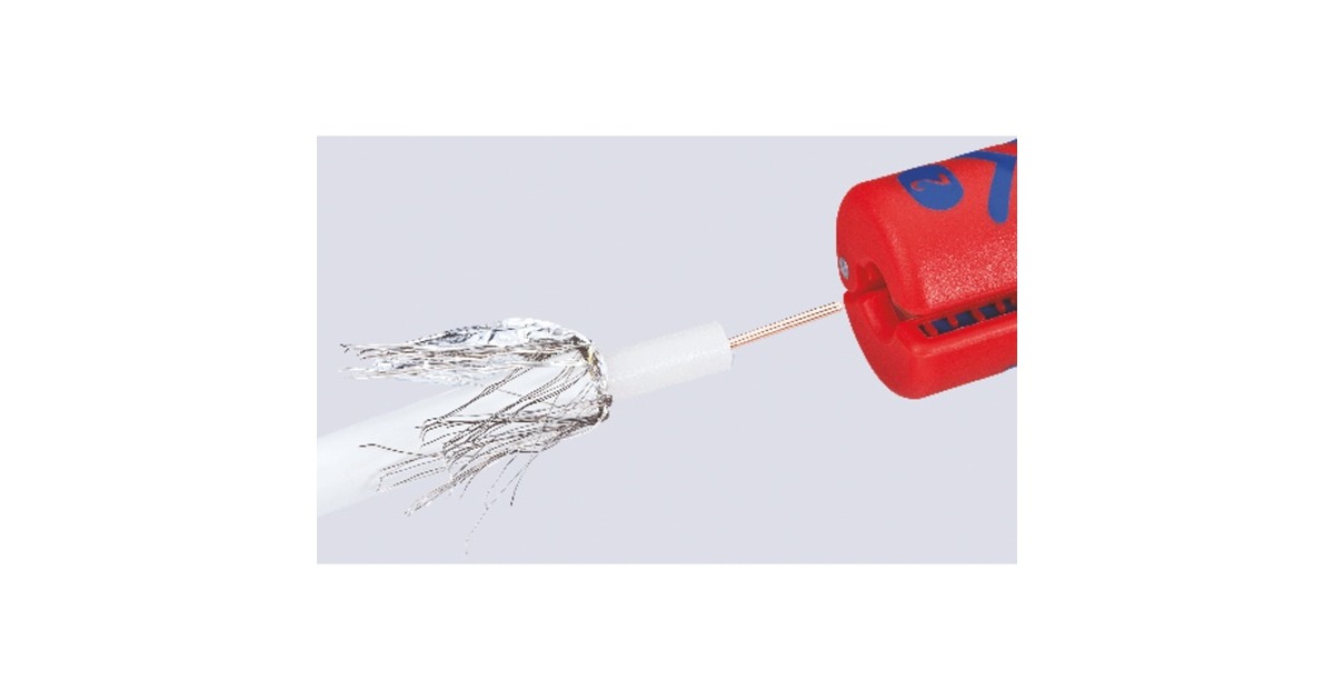 KNIPEX Abisolierwerkzeug für Koax-Kabel 16 60 100 SB , Abisolier-/ Abmantelungswerkzeug(mit Öffnungsfeder und Sperrklinke)