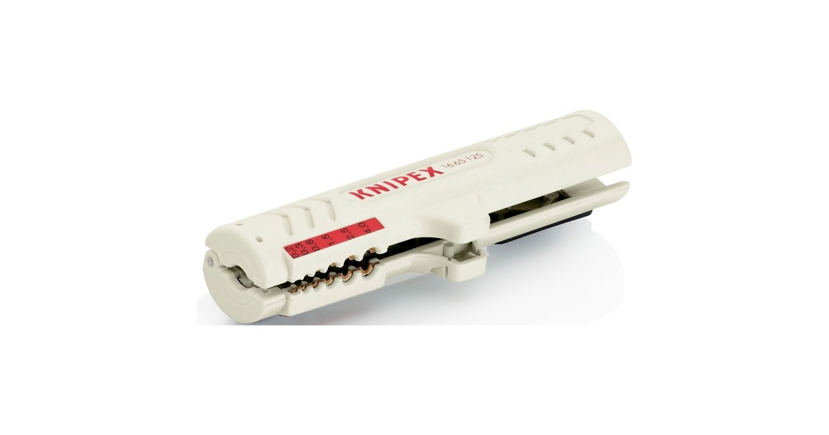 KNIPEX Abmantelungswerkzeug für Datenkabel 16 65 125 SB, Abisolier-/ Abmantelungswerkzeug(Befestigungsclip, Öffnungsfeder und Sperrklinke)