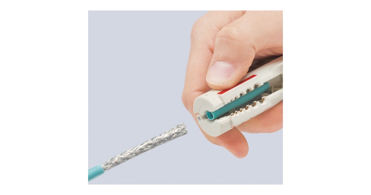 KNIPEX Abmantelungswerkzeug für Datenkabel 16 65 125 SB, Abisolier-/ Abmantelungswerkzeug(Befestigungsclip, Öffnungsfeder und Sperrklinke)