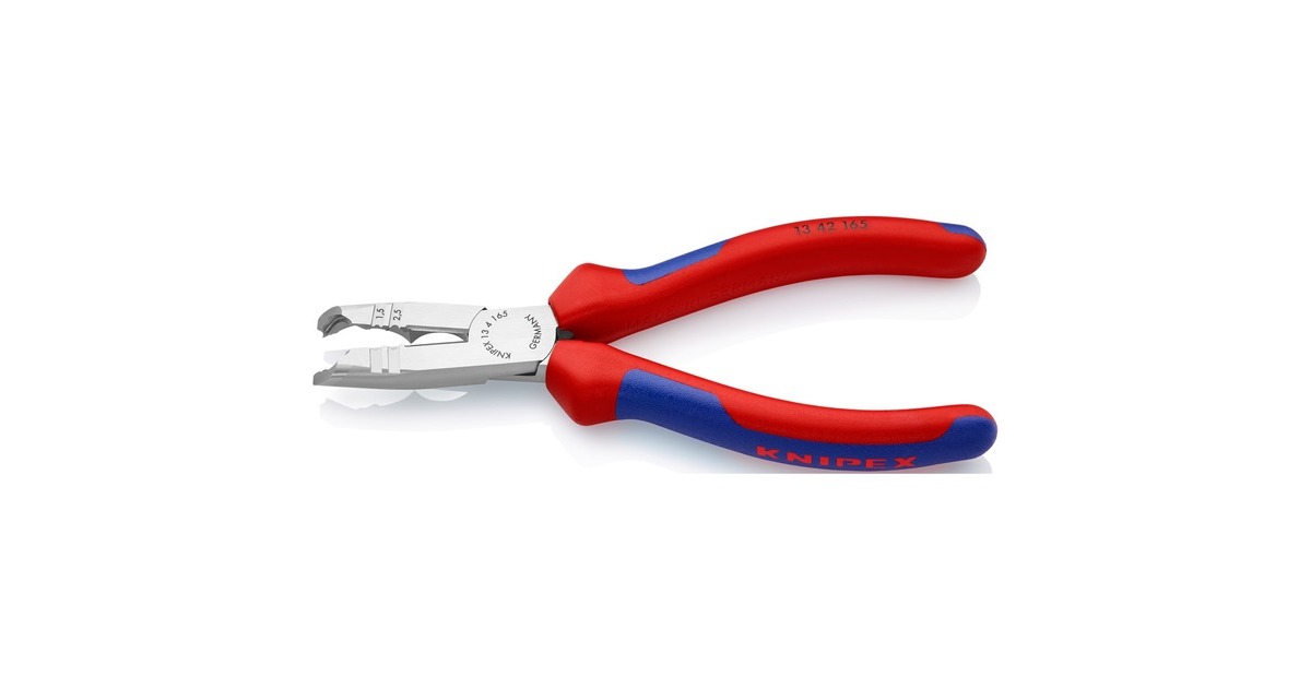 KNIPEX Abmantelungszange 13 42 165, Abisolier-Zange(rot/blau, Länge 165mm)