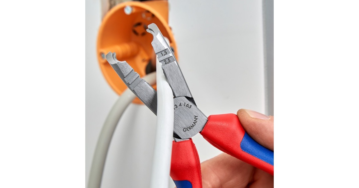 KNIPEX Abmantelungszange 13 42 165, Abisolier-Zange(rot/blau, Länge 165mm)