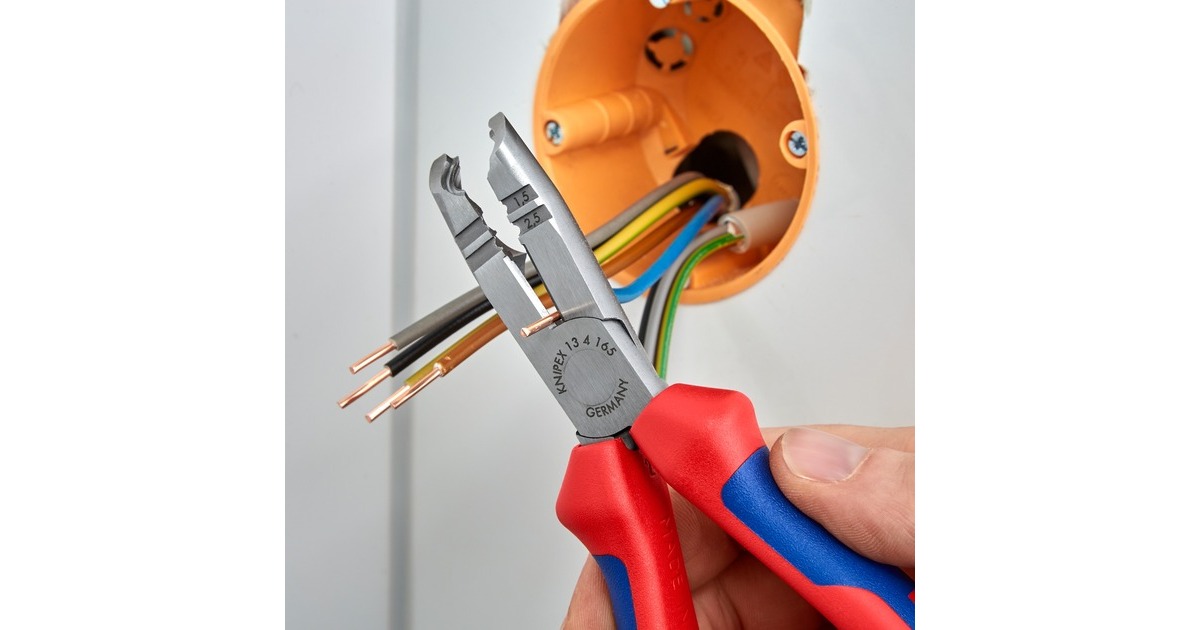 KNIPEX Abmantelungszange 13 42 165, Abisolier-Zange(rot/blau, Länge 165mm)