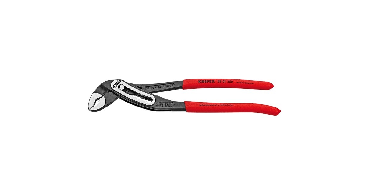 KNIPEX Alligator 88 01 250, 250mm, Rohr- / Wasserpumpen-Zange(schwarz/rot, Wasserpumpenzange, 9-stufig verstellbar)