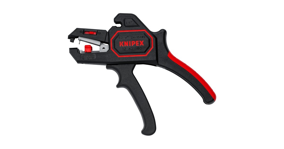 KNIPEX Automatische Abisolier-Zange 12 62 180(schwarz/rot, integrierter Drahtschneider) KNIPEX Automatische Abisolier-Zange 12 62 180(schwarz/rot, integrierter Drahtschneider)