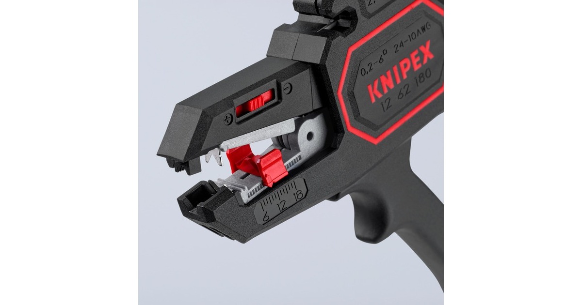 KNIPEX Automatische Abisolier-Zange 12 62 180(schwarz/rot, integrierter Drahtschneider)
