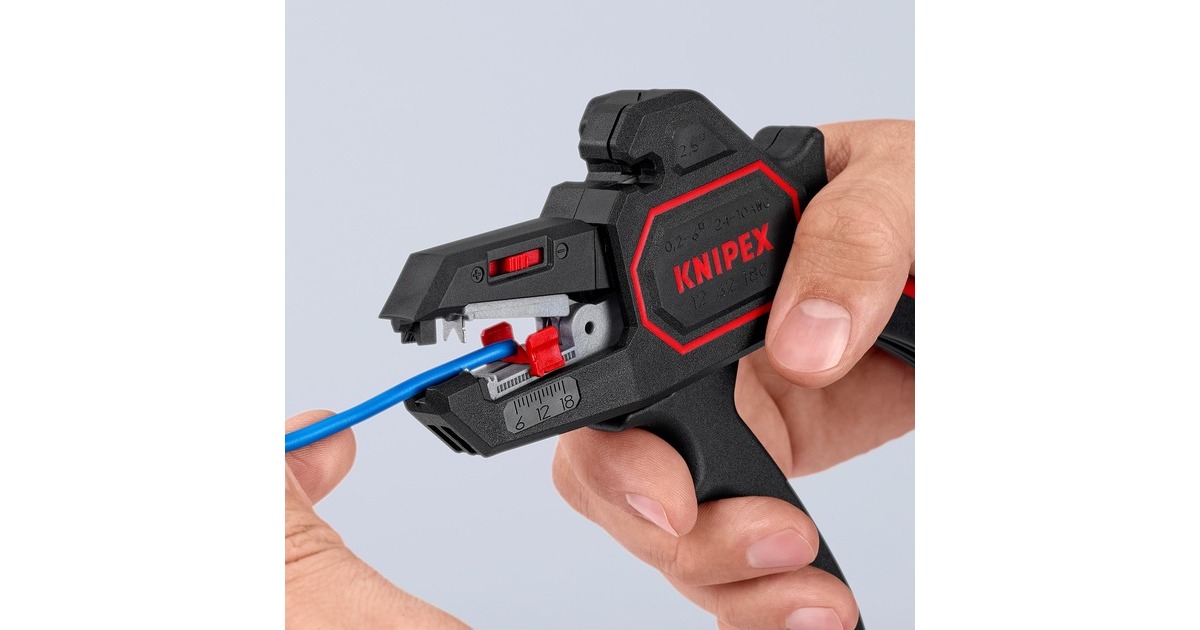 KNIPEX Automatische Abisolier-Zange 12 62 180(schwarz/rot, integrierter Drahtschneider)