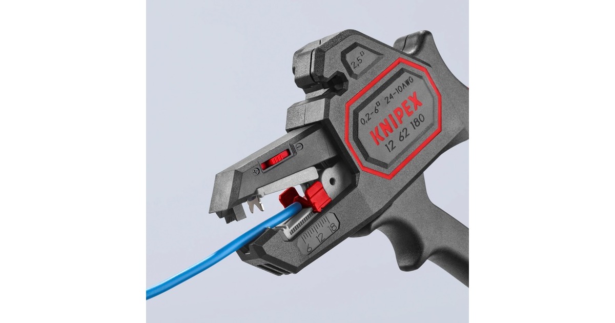 KNIPEX Automatische Abisolier-Zange 12 62 180(schwarz/rot, integrierter Drahtschneider)