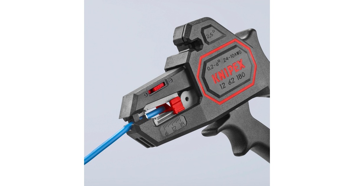 KNIPEX Automatische Abisolier-Zange 12 62 180(schwarz/rot, integrierter Drahtschneider)