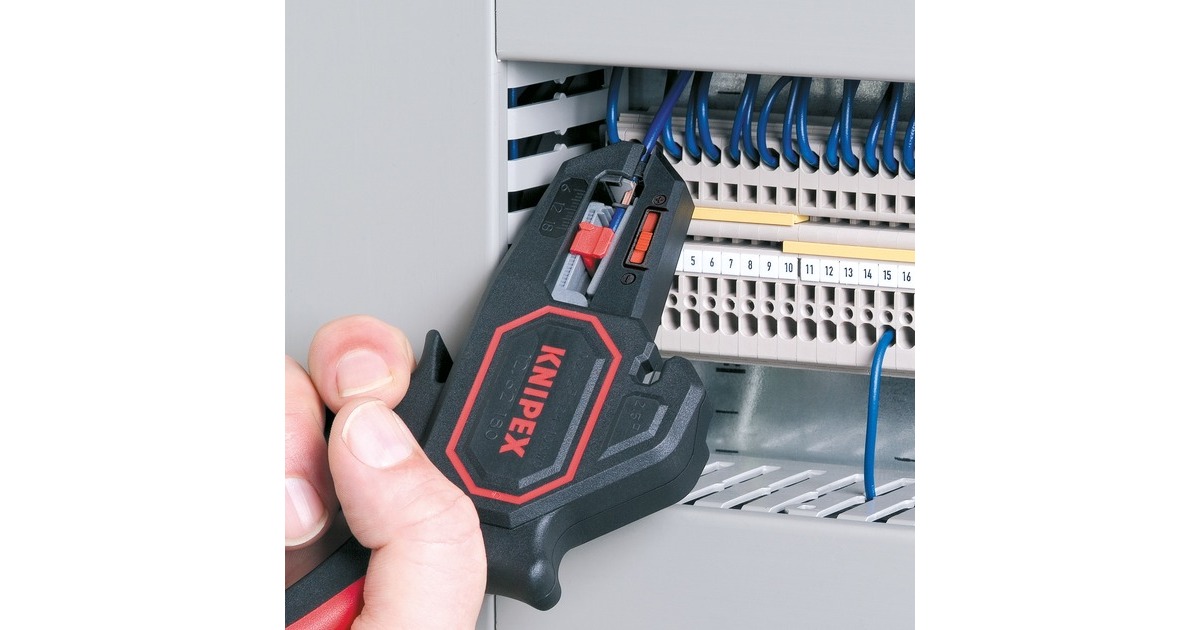KNIPEX Automatische Abisolier-Zange 12 62 180 SB(schwarz/rot, integrierter Drahtschneider)