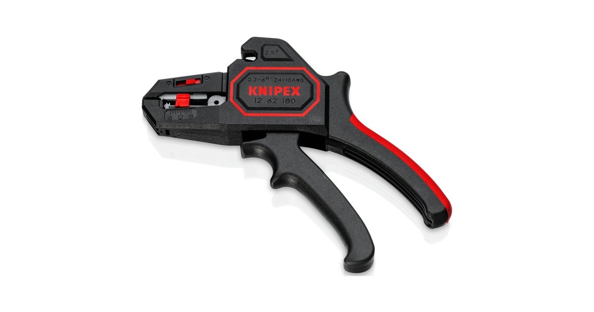 KNIPEX Automatische Abisolier-Zange 12 62 180 SB(schwarz/rot, integrierter Drahtschneider)