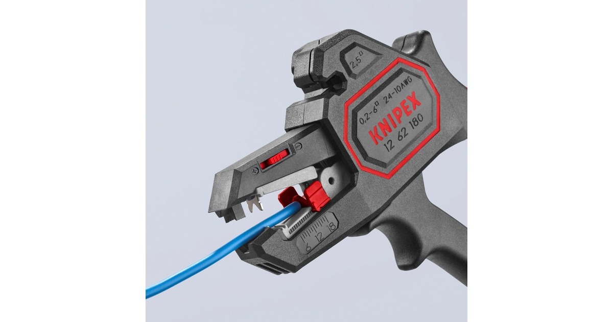 KNIPEX Automatische Abisolier-Zange 12 62 180 SB(schwarz/rot, integrierter Drahtschneider)