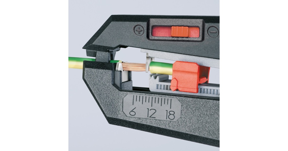 KNIPEX Automatische Abisolier-Zange 12 62 180 SB(schwarz/rot, integrierter Drahtschneider)