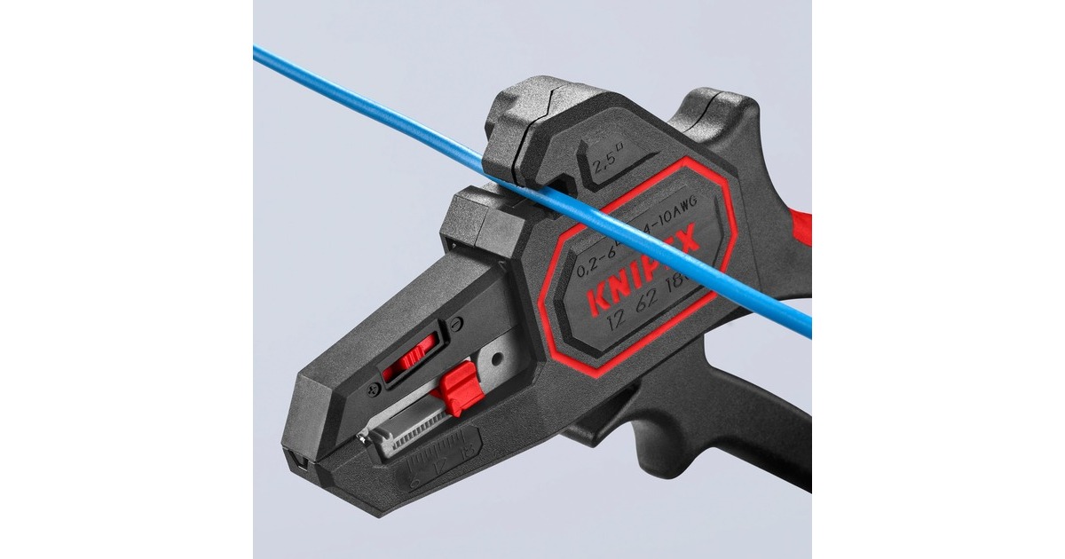 KNIPEX Automatische Abisolier-Zange 12 62 180 SB(schwarz/rot, integrierter Drahtschneider)
