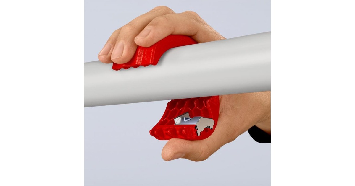 KNIPEX BiX, Rohrschneider für Kunststoffrohre und Dichthülsen(rot/blau)