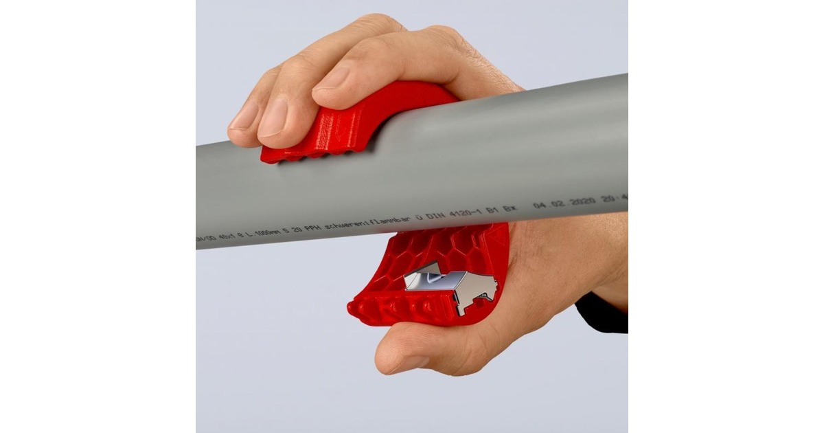 KNIPEX BiX, Rohrschneider für Kunststoffrohre und Dichthülsen(rot/blau)
