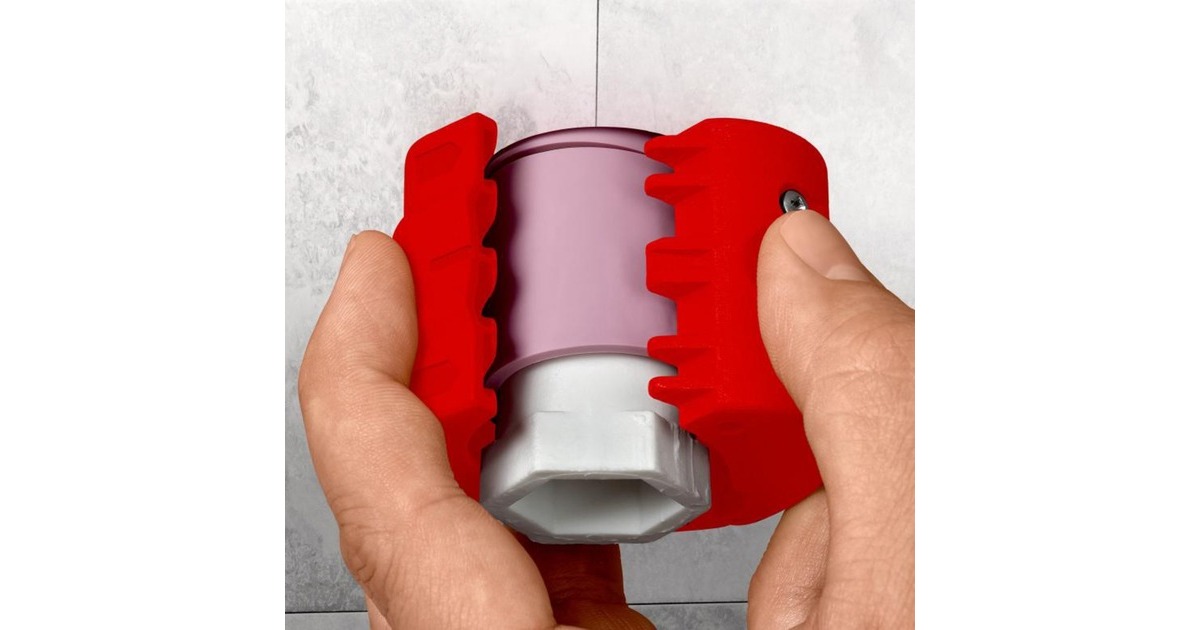 KNIPEX BiX, Rohrschneider für Kunststoffrohre und Dichthülsen(rot/blau)