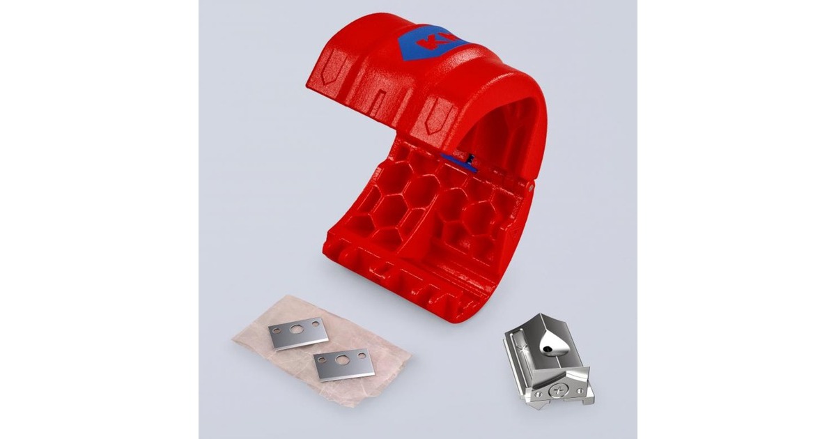 KNIPEX BiX, Rohrschneider für Kunststoffrohre und Dichthülsen(rot/blau)