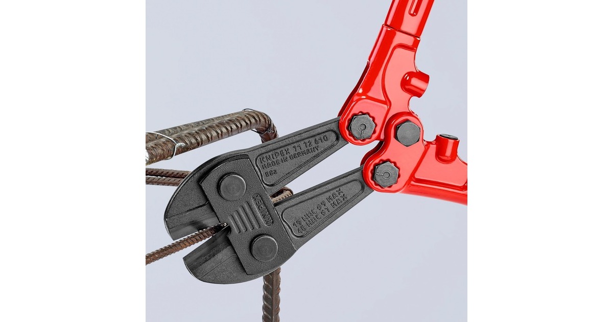 KNIPEX Bolzenschneider 71 72 610, Schneid-Zange(rot/blau, Länge 610mm, 12-fach einstellbar, mit Dämpfer)